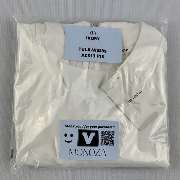 Tularosa Keep It Simple Top Blouse in Ivory White Bell Sleeves Women Size L - Picture 6 of 6